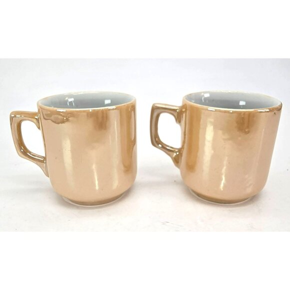 Vintage Japanese Porcelain Hand-Painted Tea/Coffee Mugs Set Of 2 Peach JE312 - Picture 5 of 6